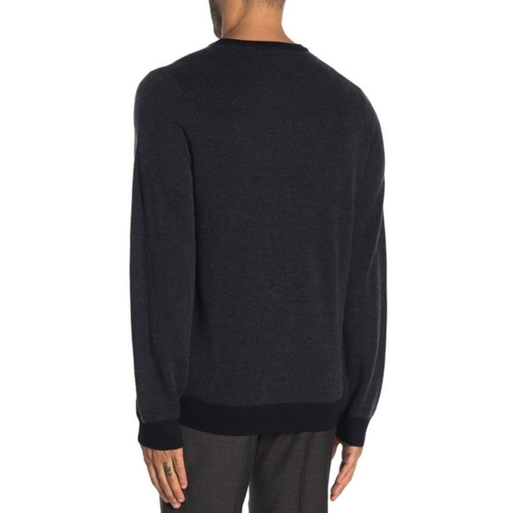 Toscano Mens Merino Wool Blend Crewneck Sweater in Galaxy Blue Size Large - Picture 2 of 9